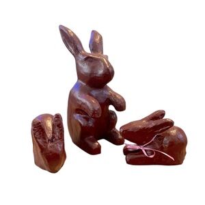 PAPER MACHE➕Set of 3: Brown “Chocolate” Bunnies